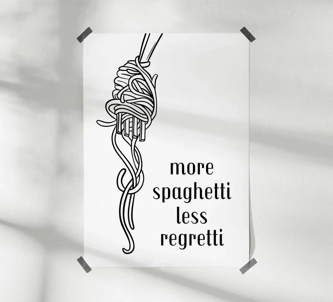 More spaghetti less regretti Poster mit Aluminium Rahmen von PinkCandyWalls