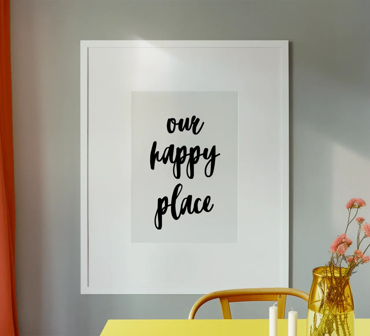 Our happy place poster avec cadre en bois de PinkCandyWalls