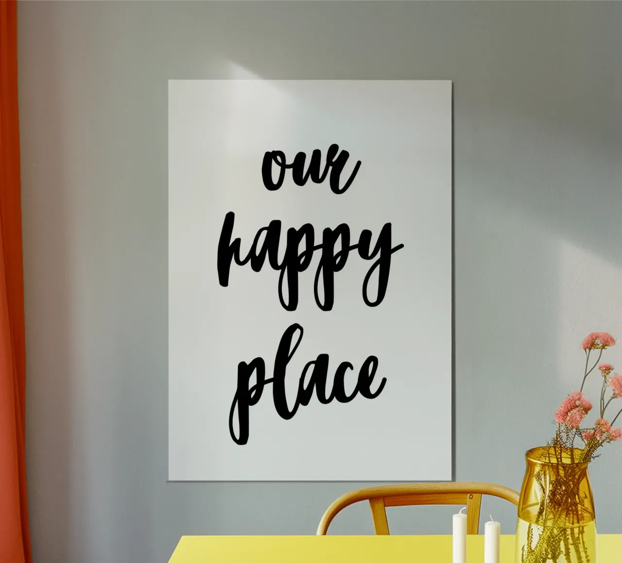 Our happy place poster avec cadre en bois de PinkCandyWalls