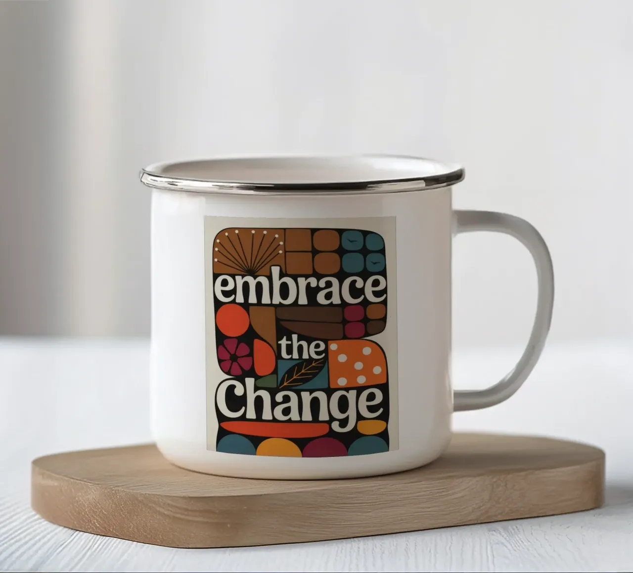 Embrace the Change Retro Poster – Mid Century Design tazza in smalto da 20 Farben