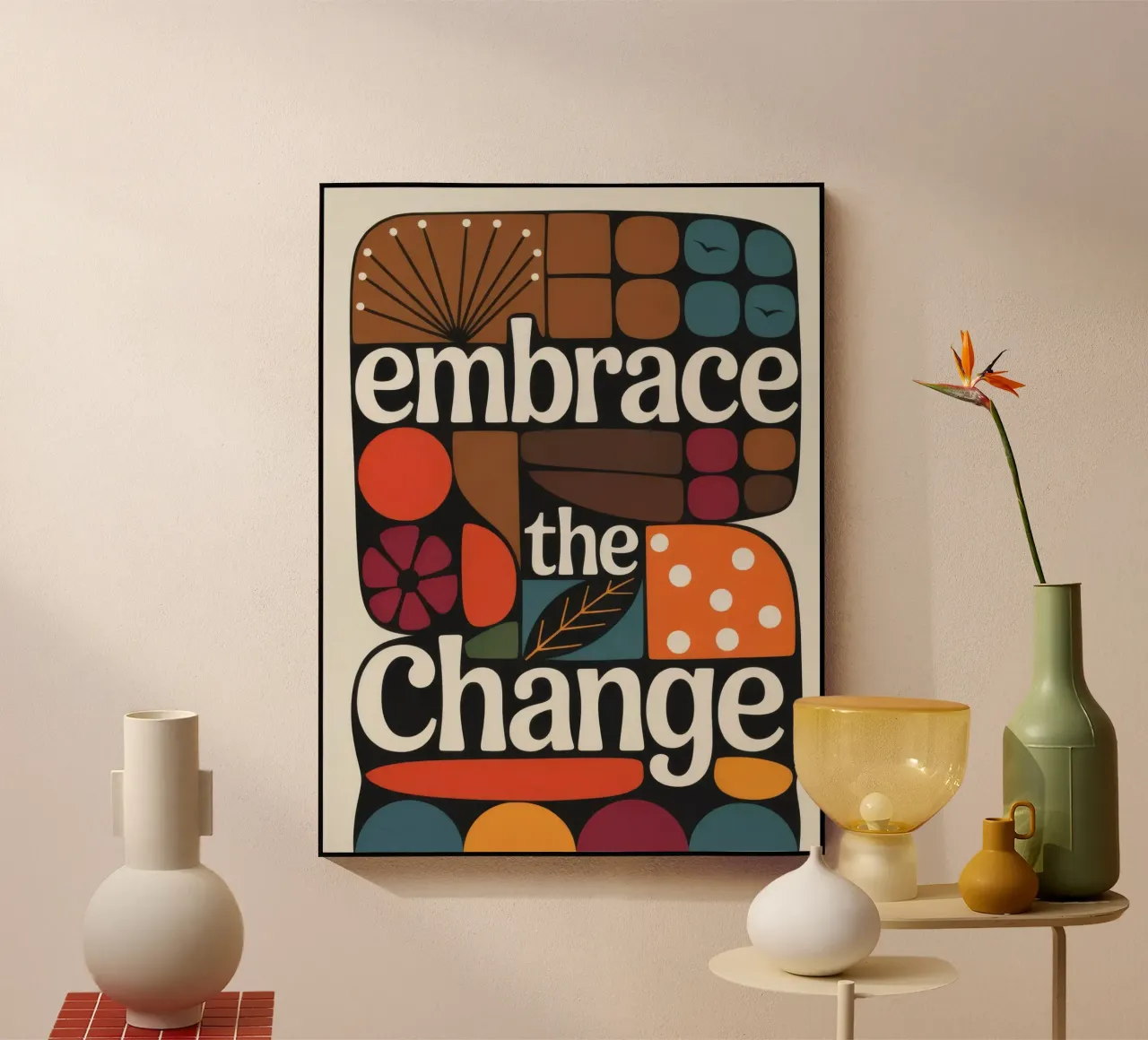 Embrace the Change Retro Poster – Mid Century Design plexiglass da 20 Farben