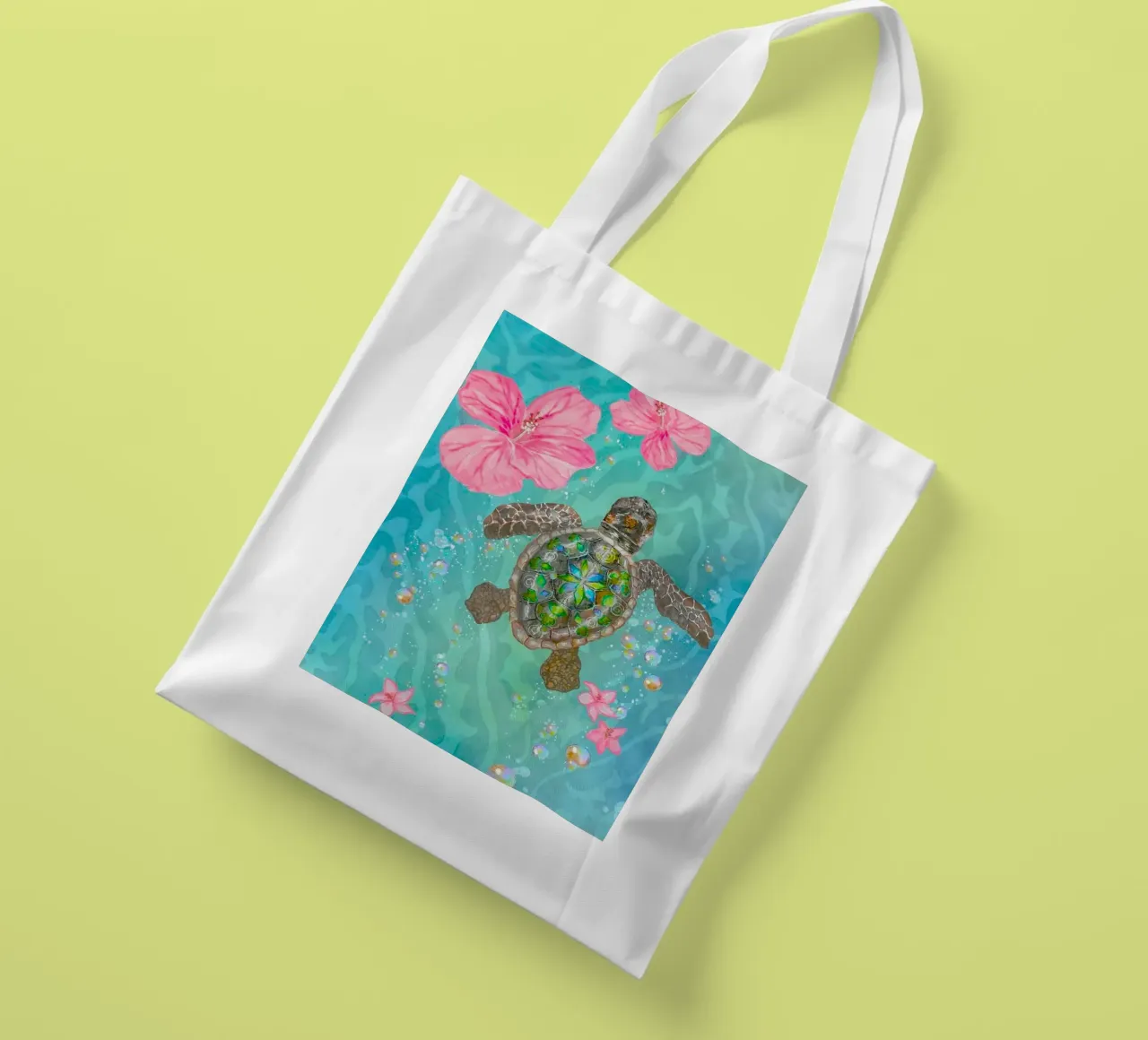 turtle with flower borsa in juta da ryan