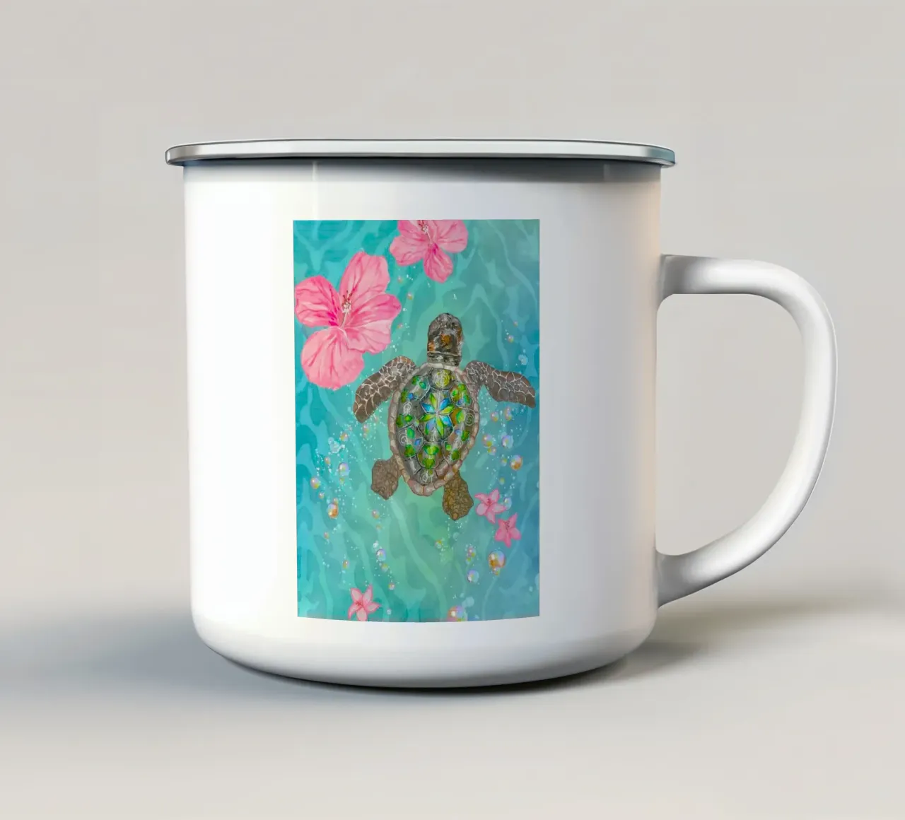 turtle with flower tazza in smalto da ryan