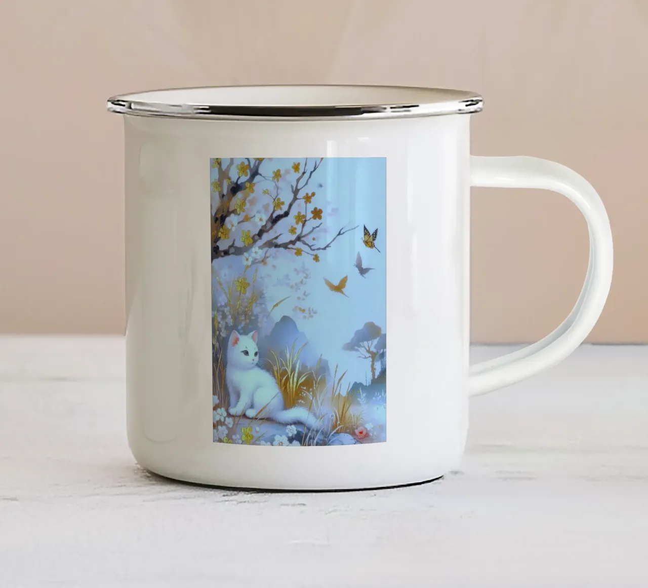 fairy cat tazza in smalto da ryan