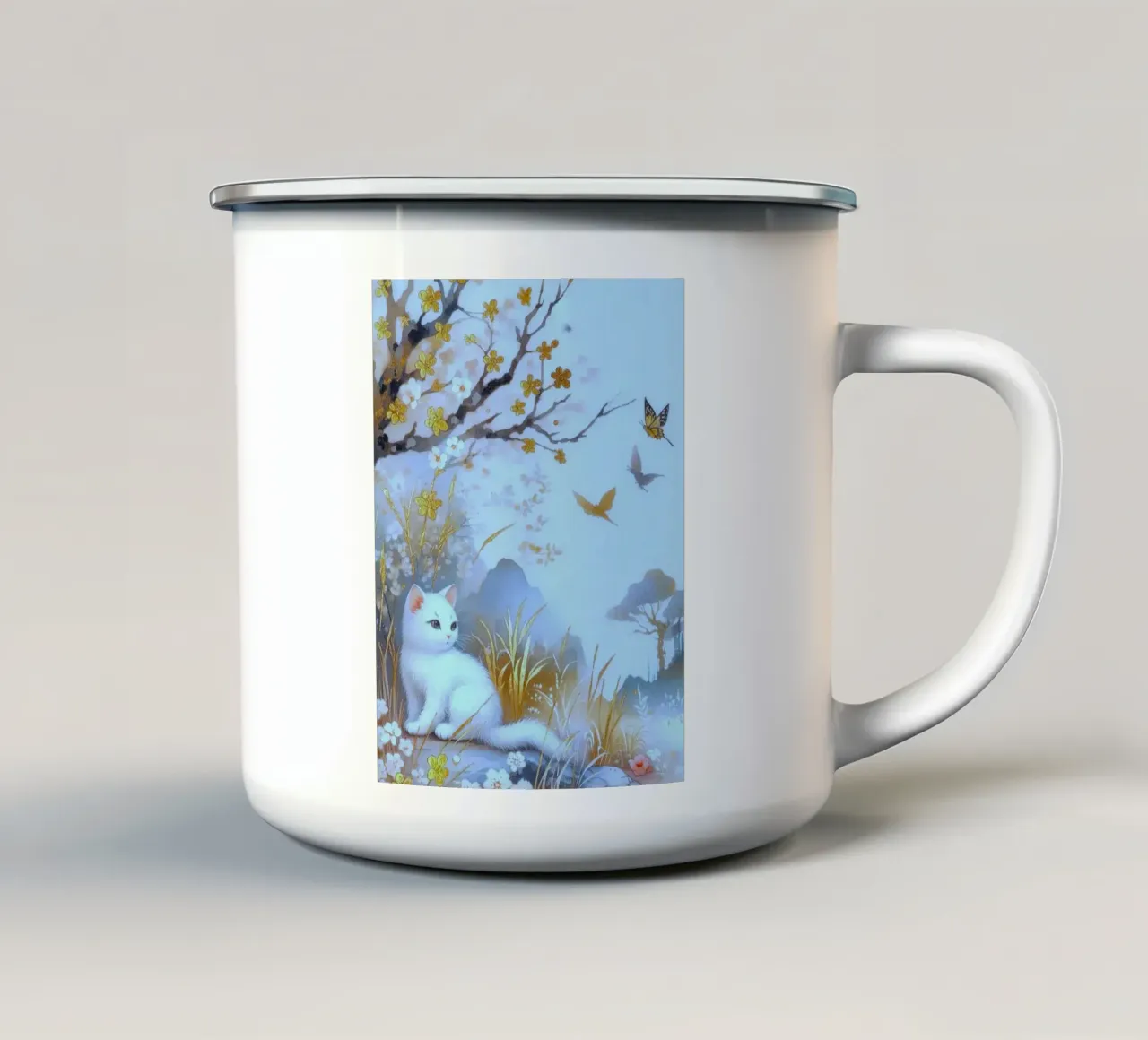 fairy cat tazza in smalto da ryan