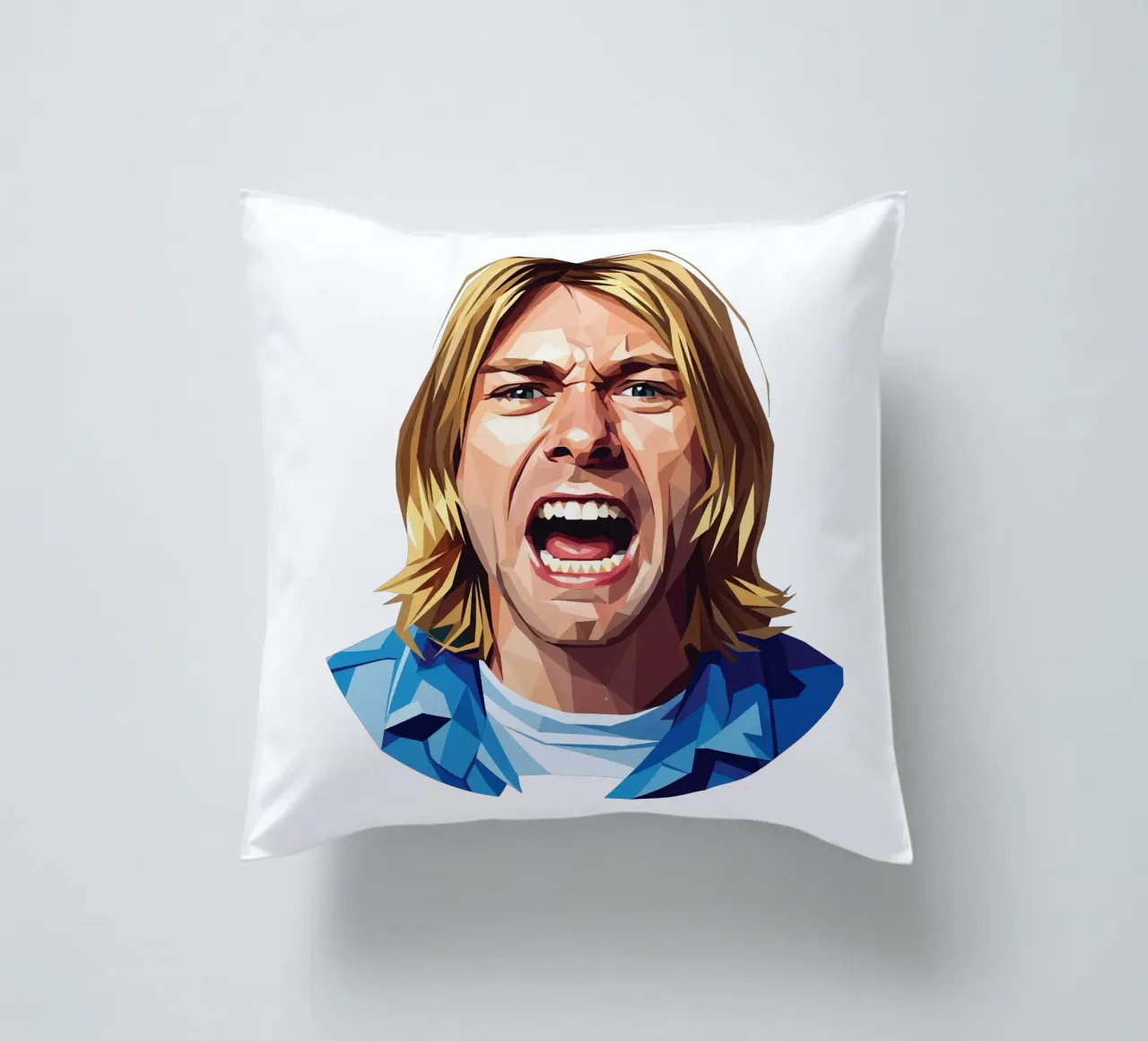Kurt Cobain Urlo Low poly cuscino da Low Profile