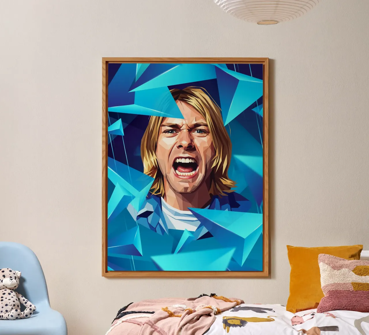 Kurt Cobain Urlo Low poly alluminio dibond da Low Profile