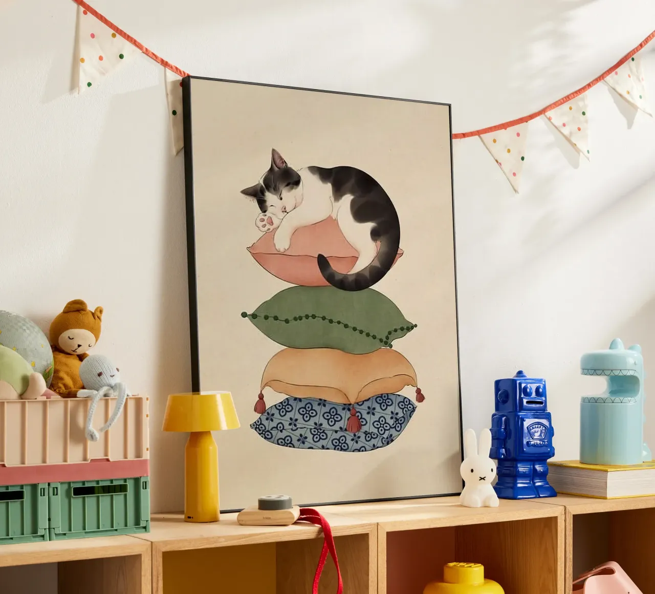 cat on pillow alluminio dibond da ryan
