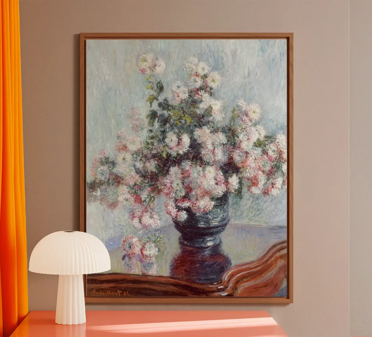 I crisantemi di Claude Monet (1882) Fiori d'autunno alluminio dibond da Monet Art Prints