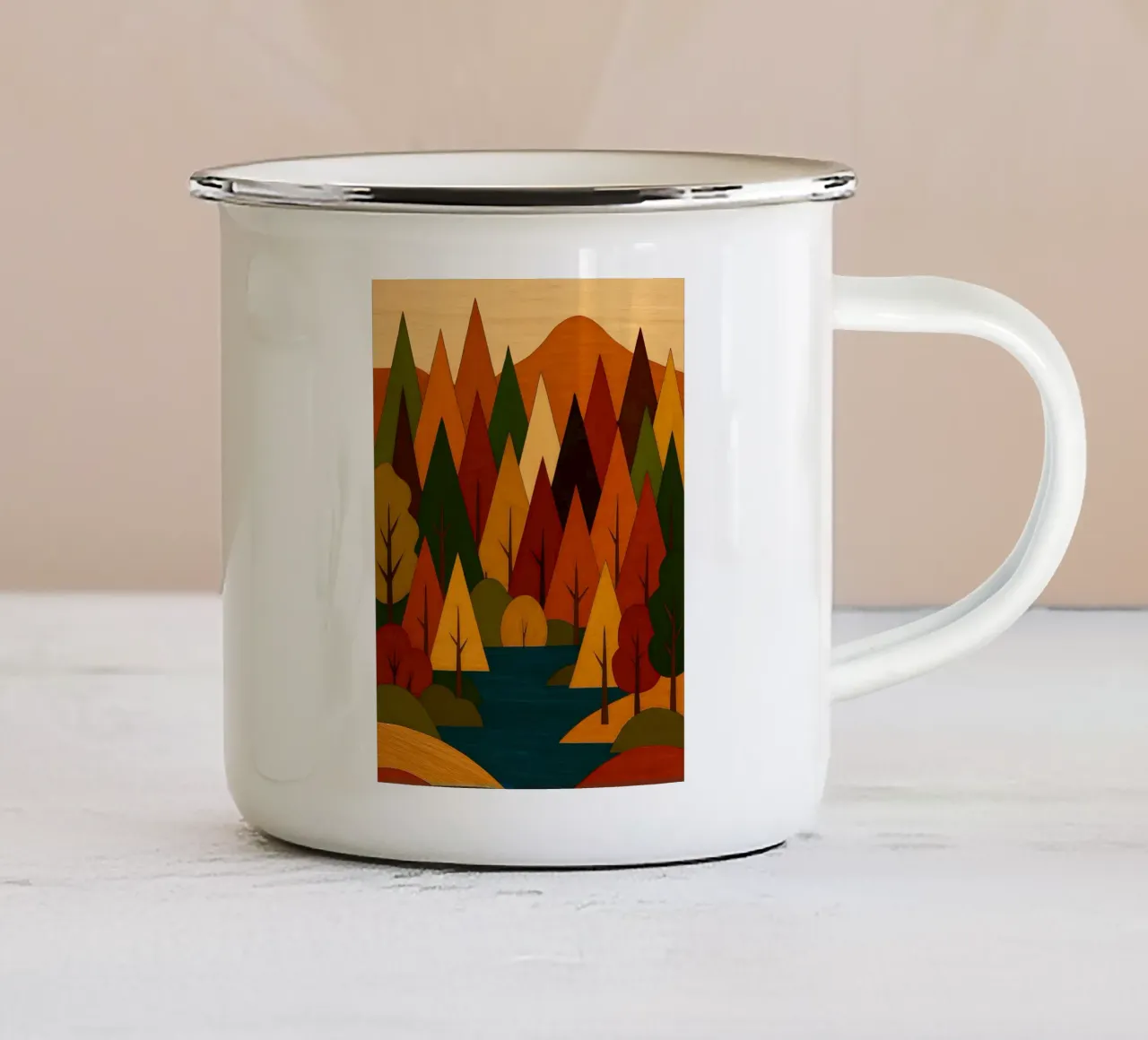 Paesaggio forestale d'autunno tazza in smalto da ARTOMATIC