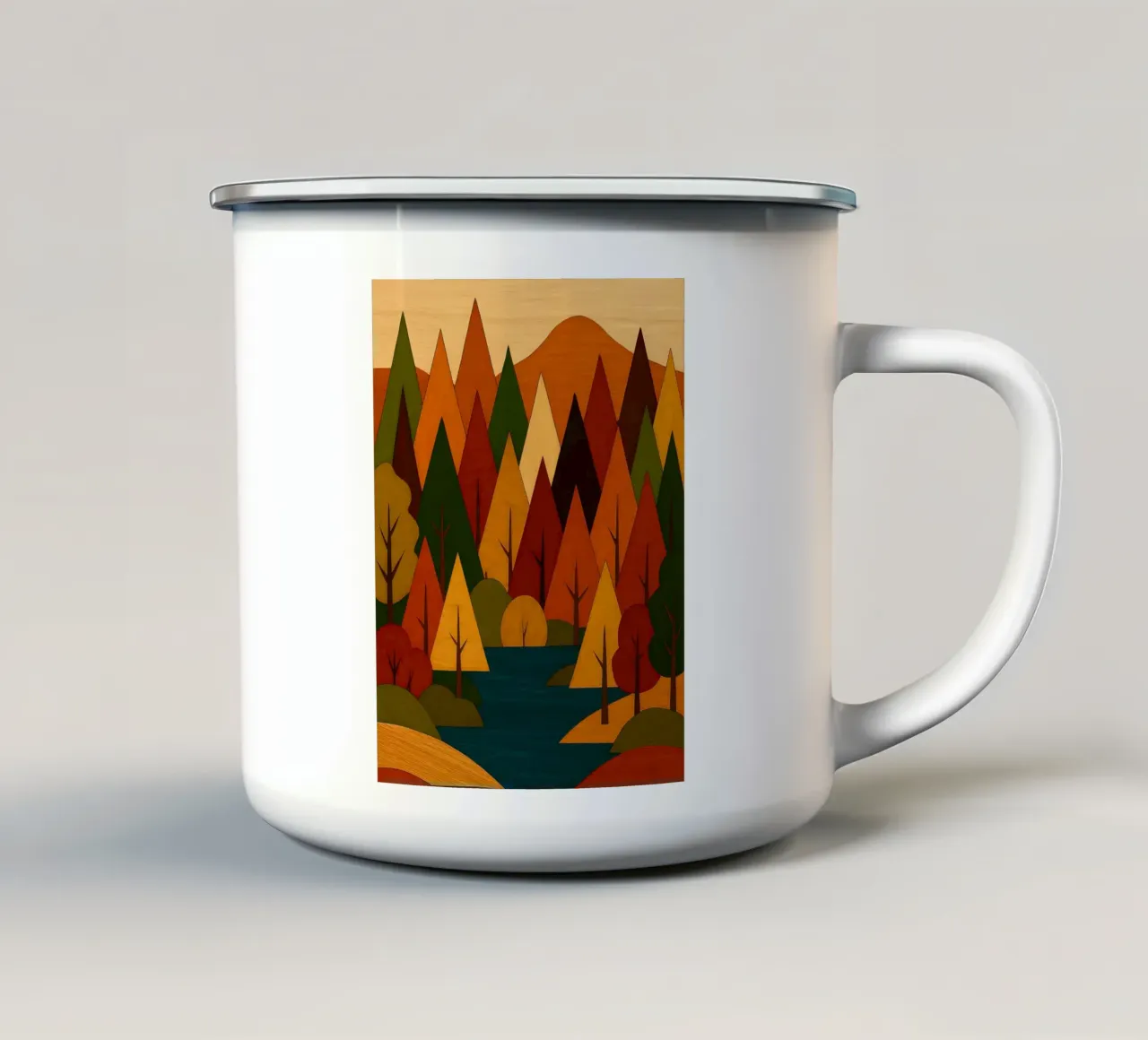 Paesaggio forestale d'autunno tazza in smalto da ARTOMATIC