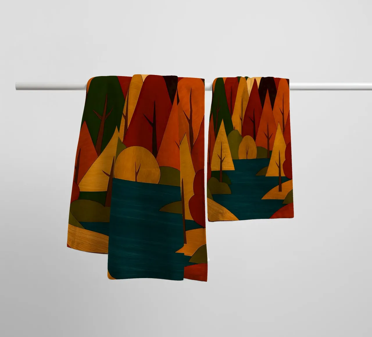 Paesaggio forestale d'autunno asciugamano da bagno da ARTOMATIC