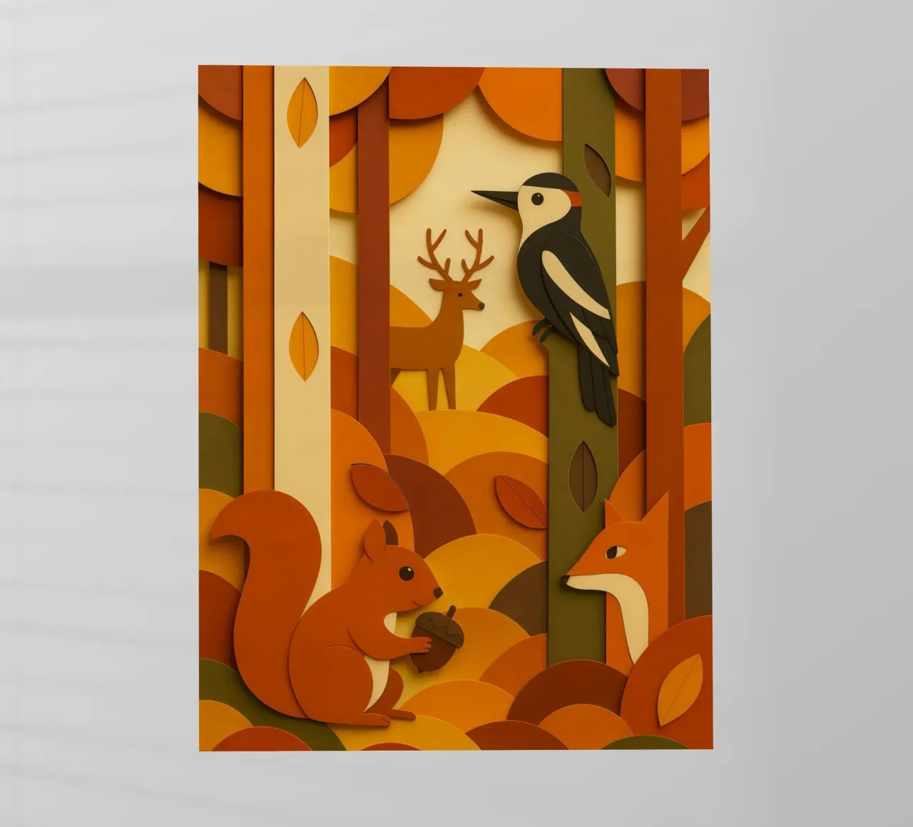 Autunno foresta bosco fauna selvatica stile carta tagliata pellicola backlit da ARTOMATIC