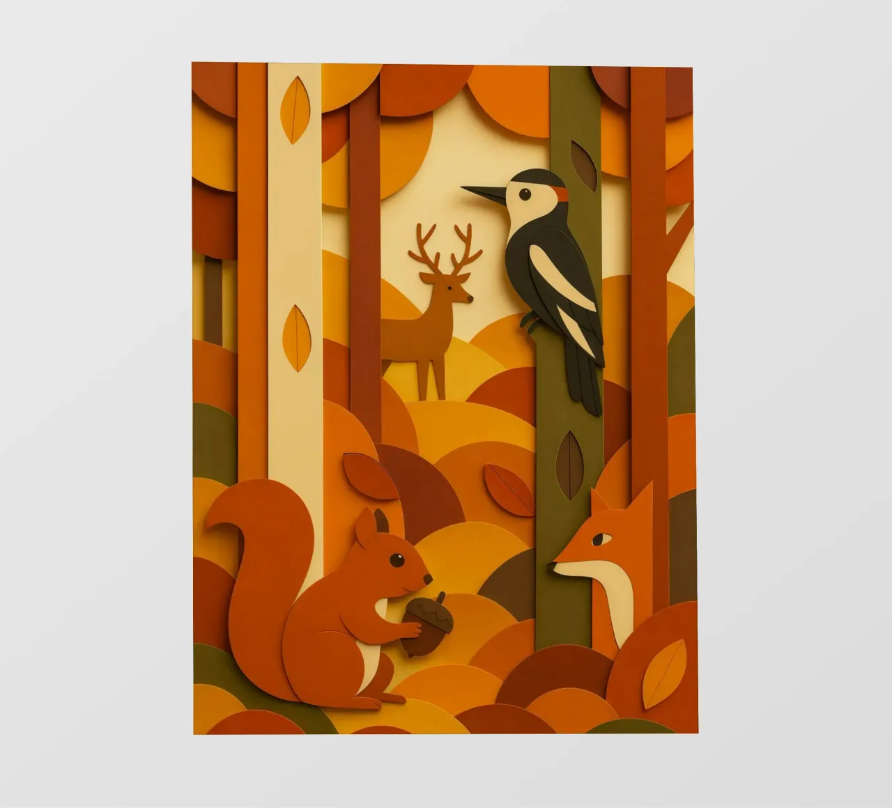 Autunno foresta bosco fauna selvatica stile carta tagliata pellicola backlit da ARTOMATIC