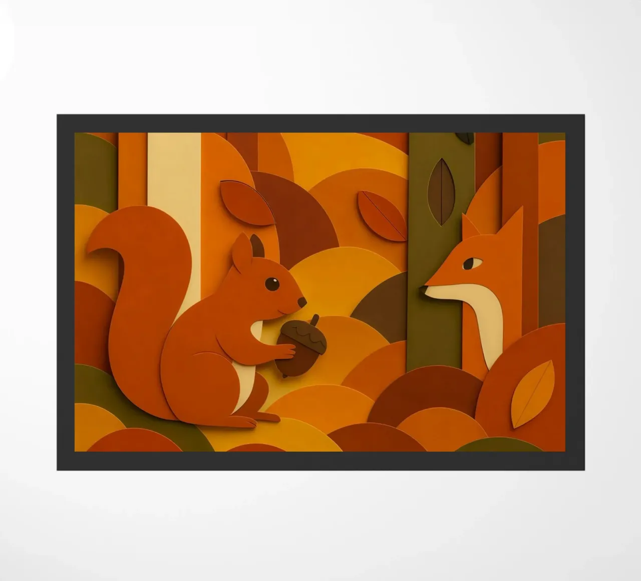 Autunno foresta bosco fauna selvatica stile carta tagliata zerbino da ARTOMATIC