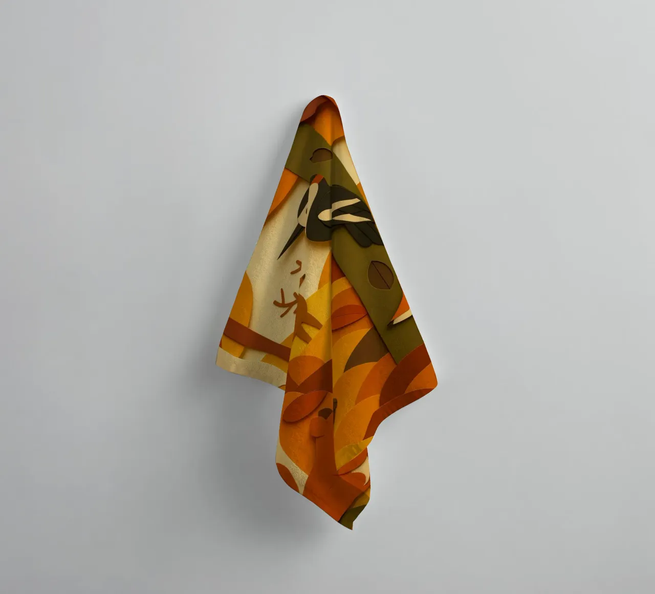 Autunno foresta bosco fauna selvatica stile carta tagliata asciugamano da bagno da ARTOMATIC