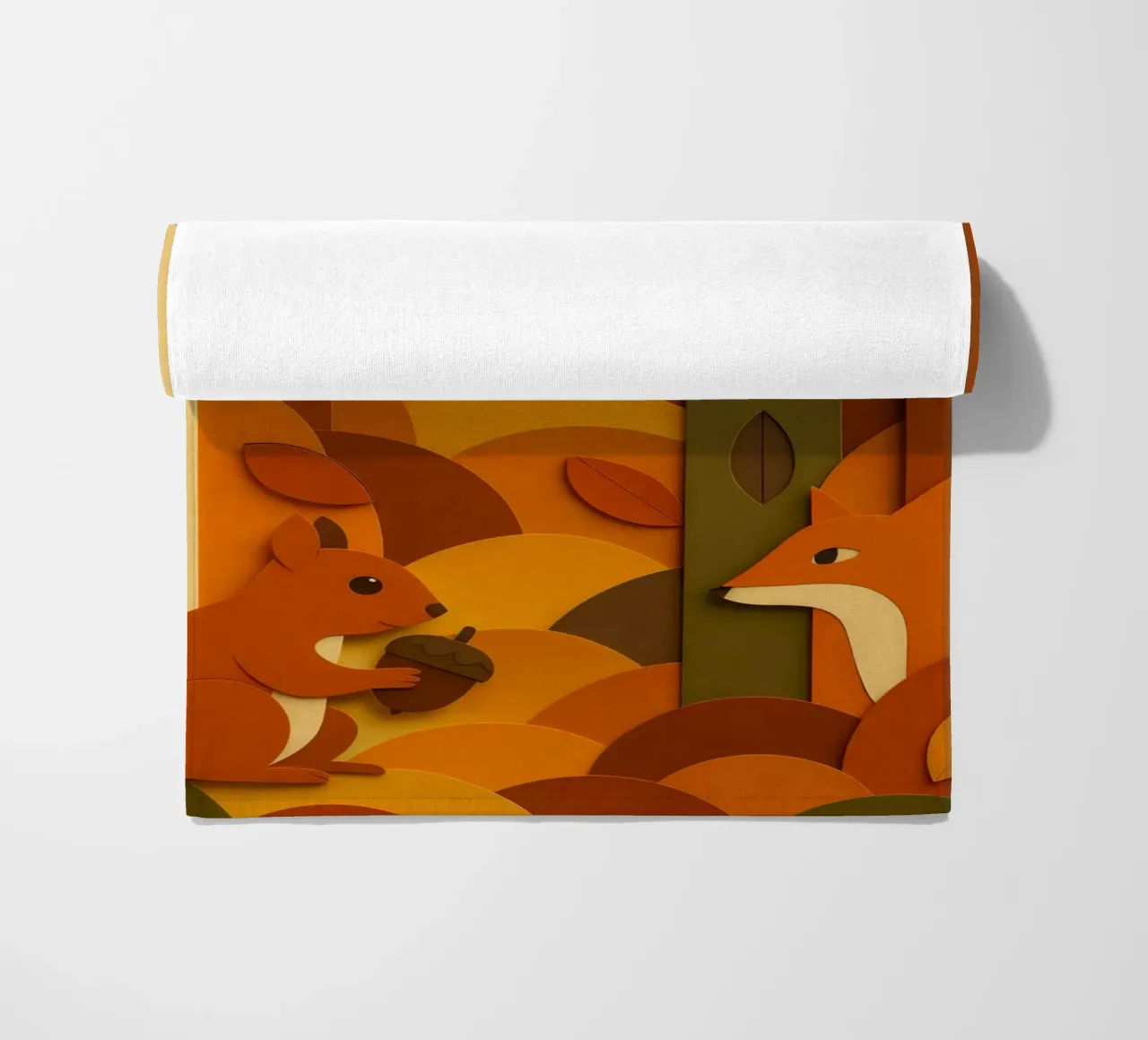 Autunno foresta bosco fauna selvatica stile carta tagliata telo mare da ARTOMATIC