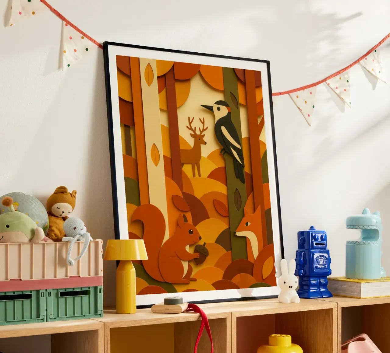 Autunno foresta bosco fauna selvatica stile carta tagliata carta hahnemühle da ARTOMATIC