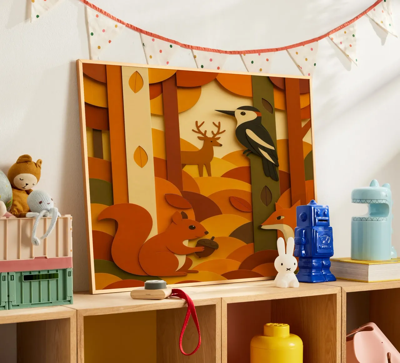 Autunno foresta bosco fauna selvatica stile carta tagliata carta hahnemühle da ARTOMATIC