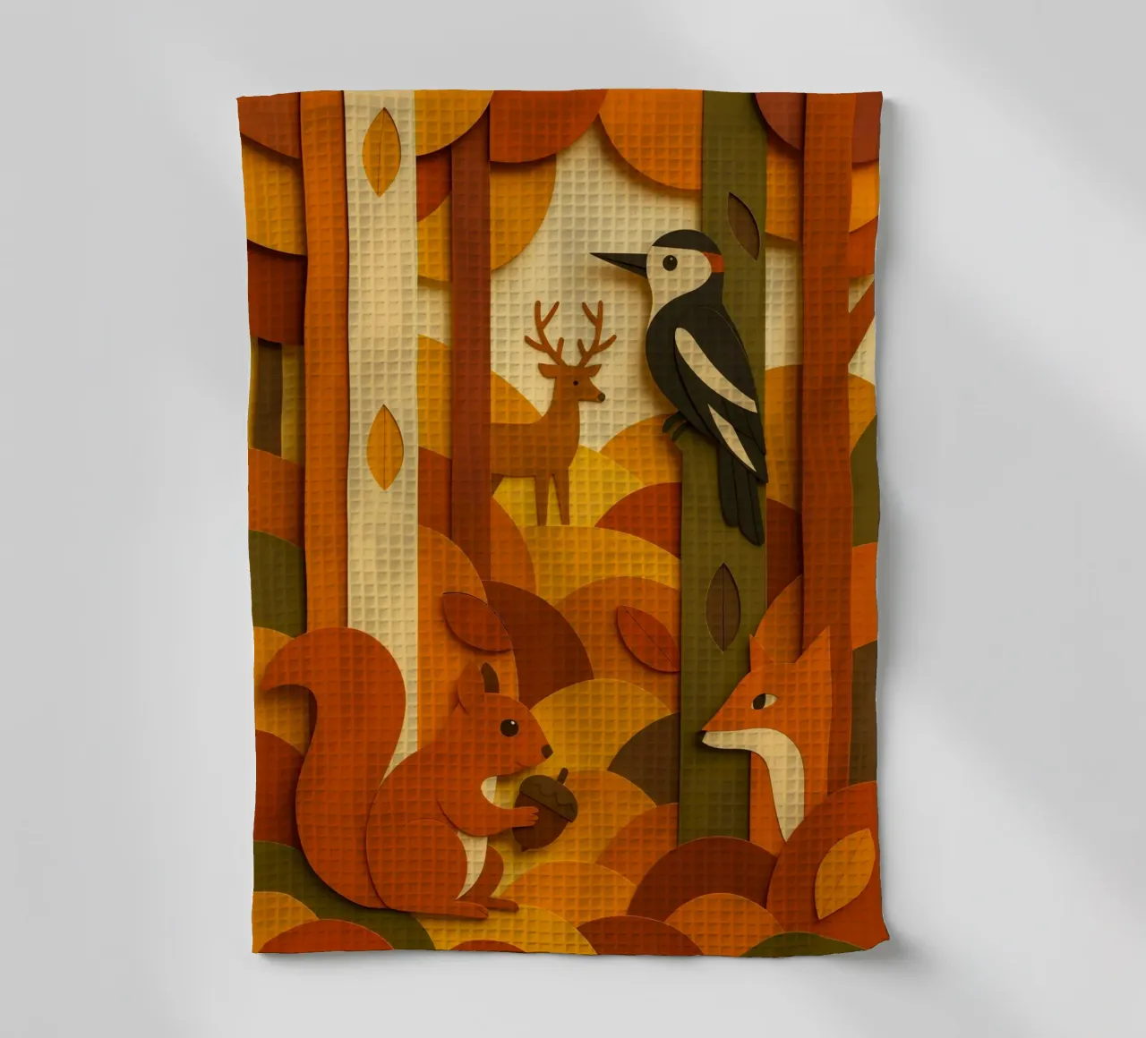 Autunno foresta bosco fauna selvatica stile carta tagliata canovaccio da cucina da ARTOMATIC