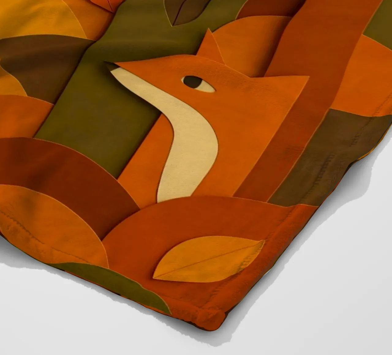 Autunno foresta bosco fauna selvatica stile carta tagliata coperta in pile da ARTOMATIC