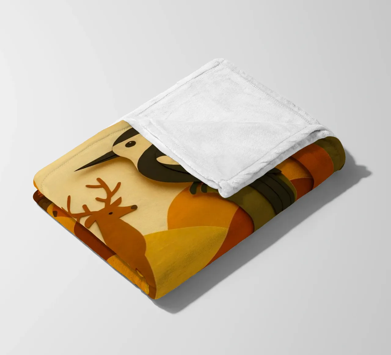 Autunno foresta bosco fauna selvatica stile carta tagliata coperta in pile da ARTOMATIC