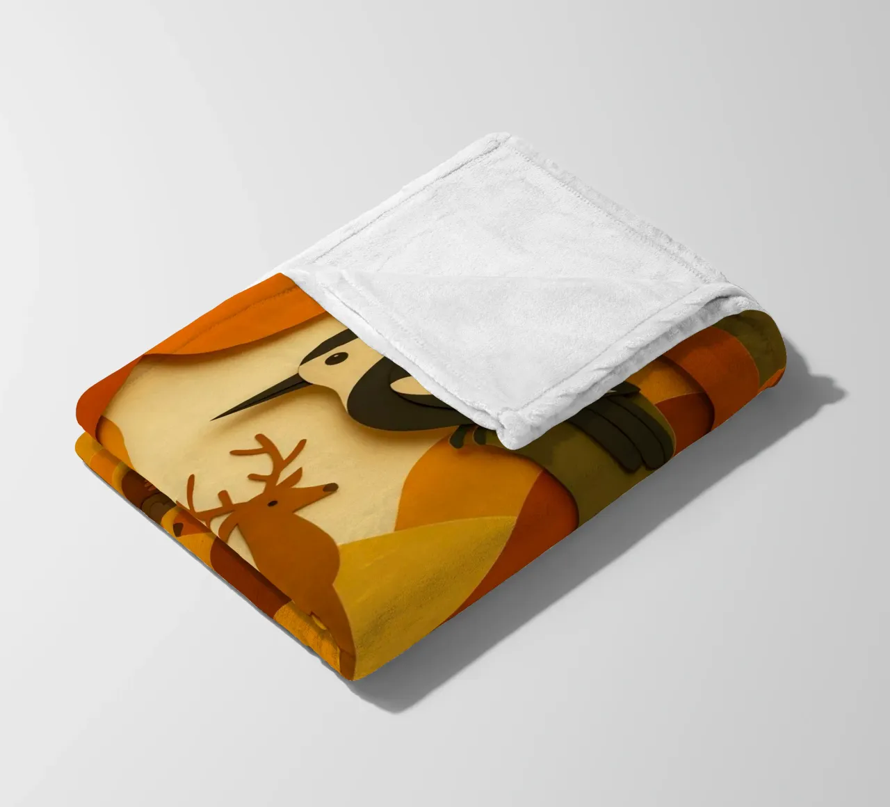 Autunno foresta bosco fauna selvatica stile carta tagliata coperta in pile da ARTOMATIC