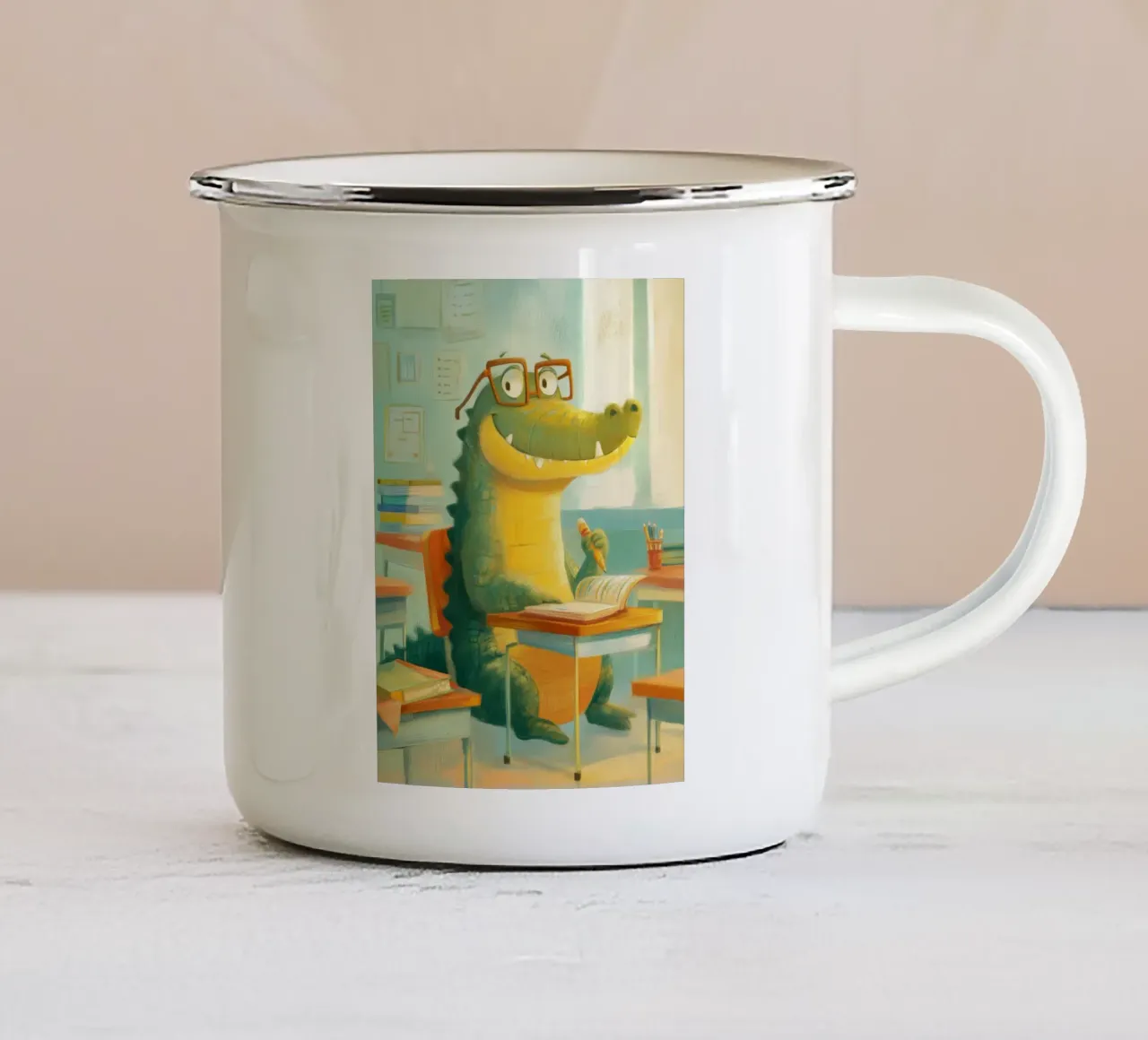 Classroom Crocodile tazza in smalto da Kiara