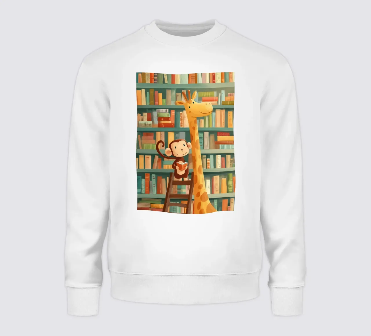 Monkey and Giraffe in the Library sweatshirt van Kiara