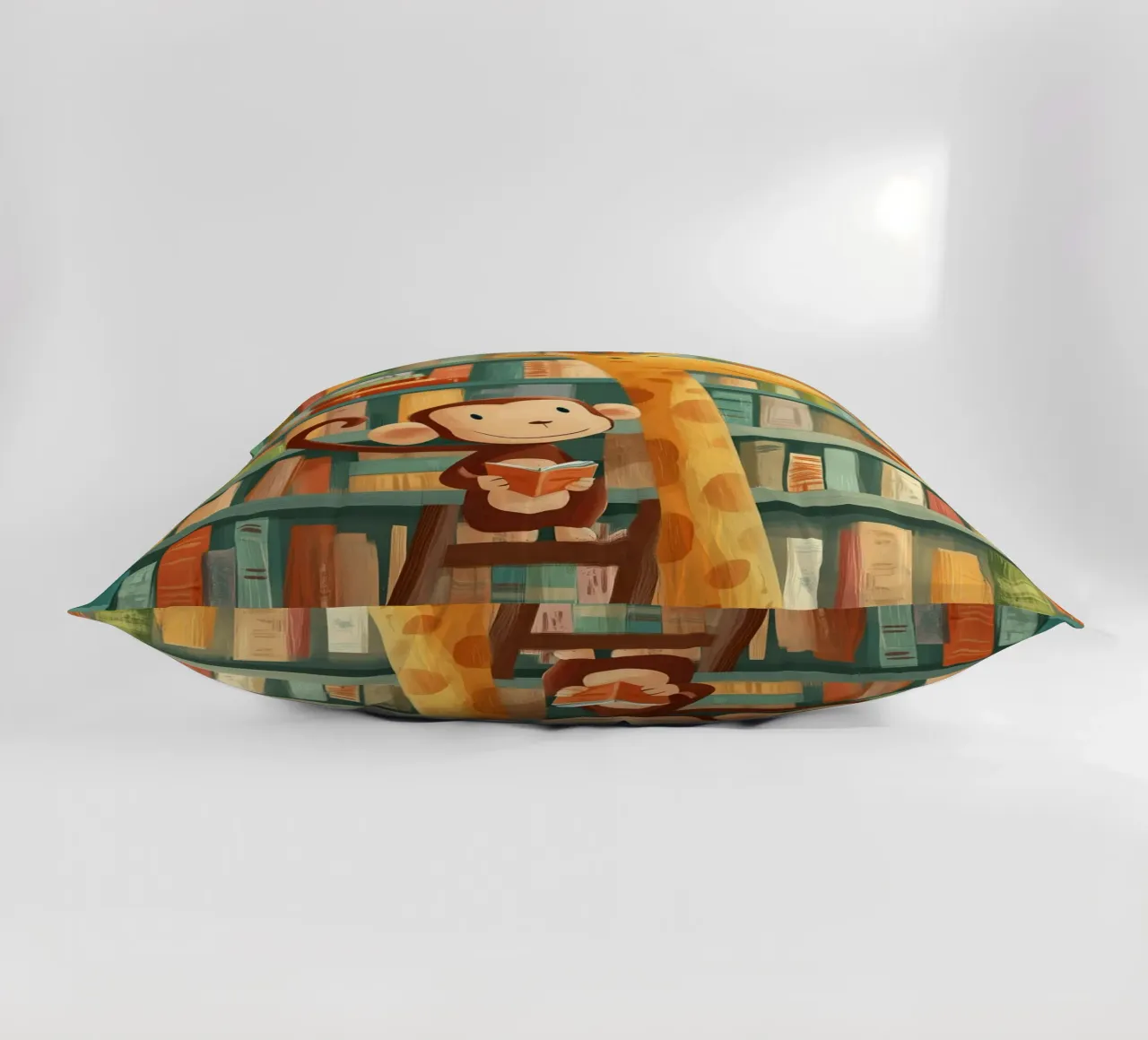 Monkey and Giraffe in the Library cuscino da Kiara