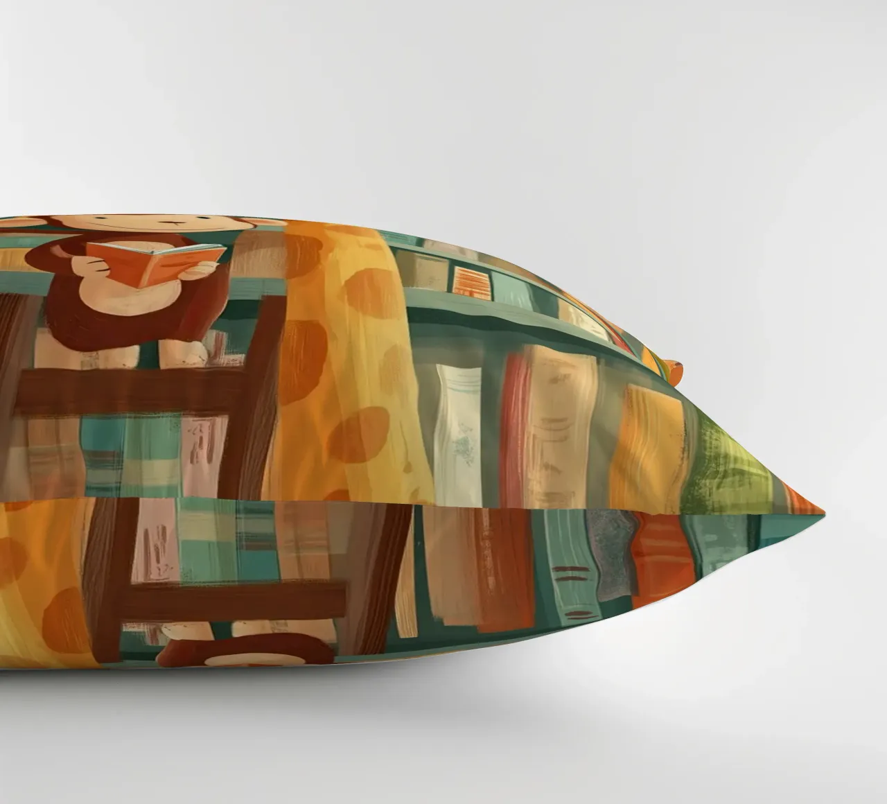 Monkey and Giraffe in the Library cuscino da Kiara