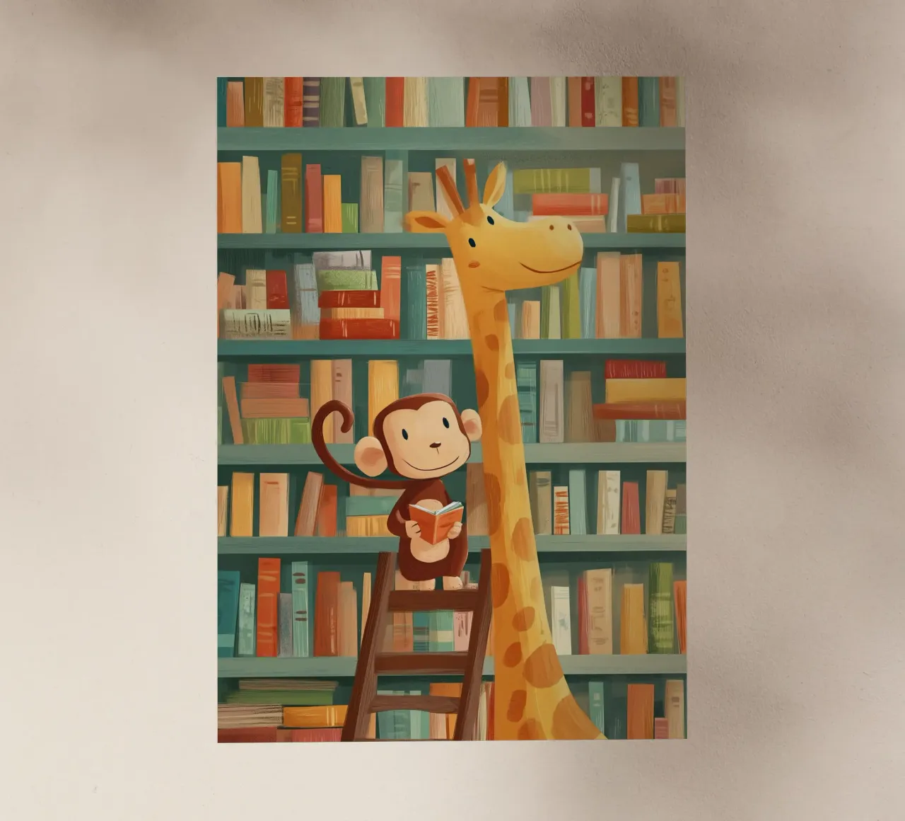 Monkey and Giraffe in the Library pellicola backlit da Kiara