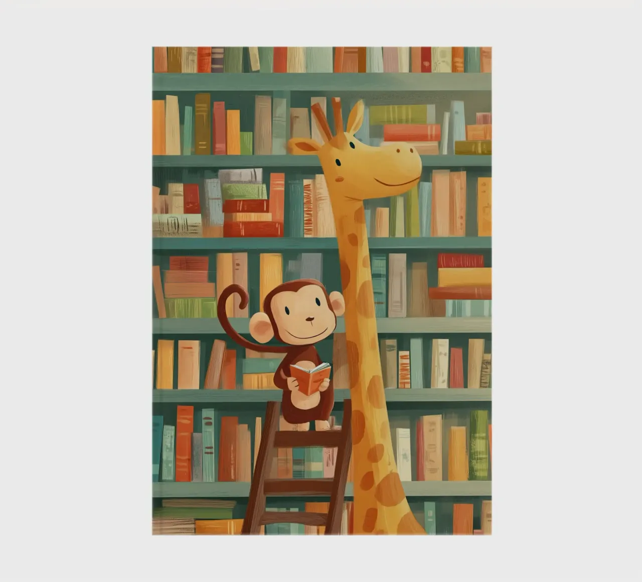 Monkey and Giraffe in the Library notebook by Kiara