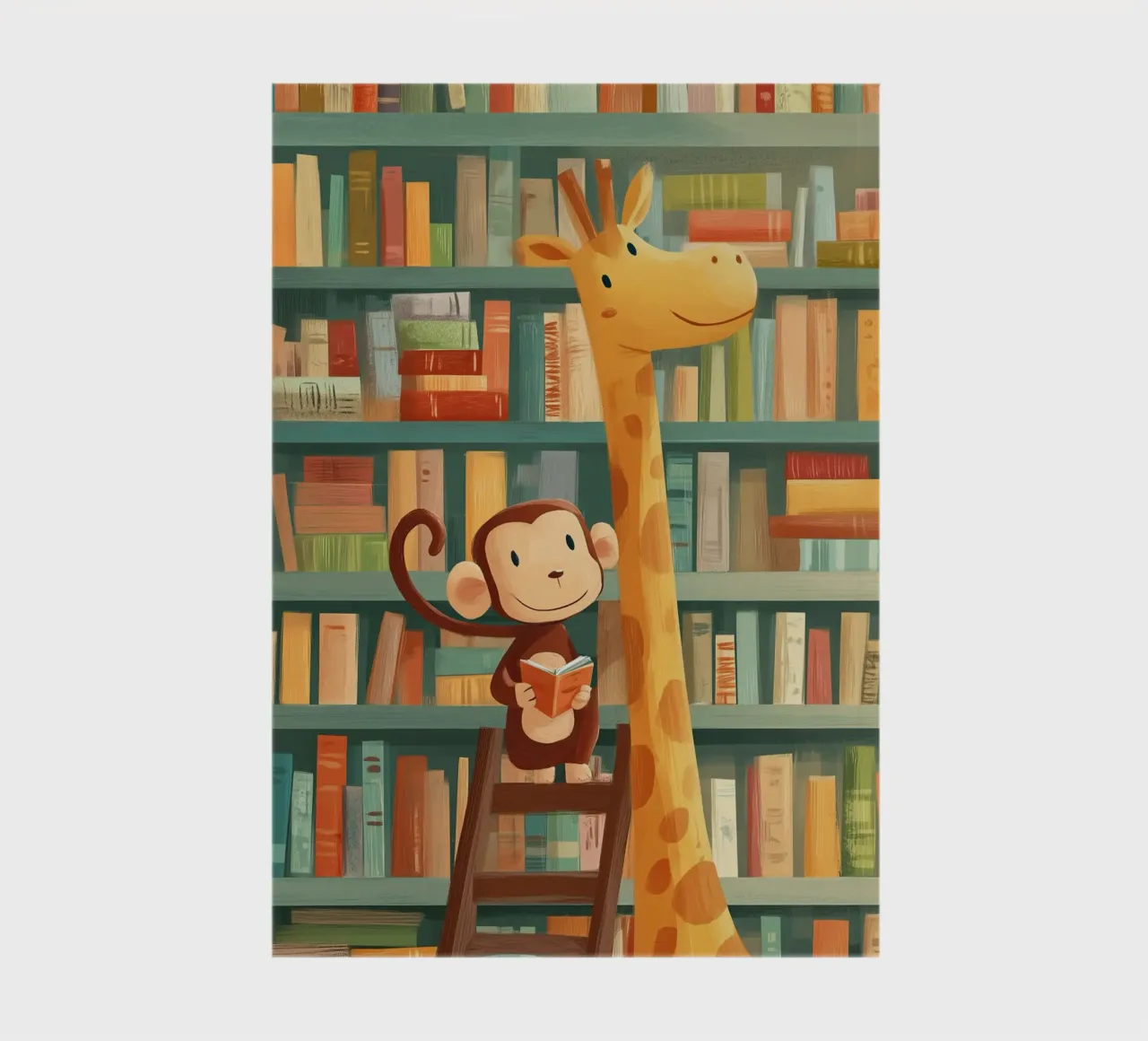 Monkey and Giraffe in the Library notebook by Kiara