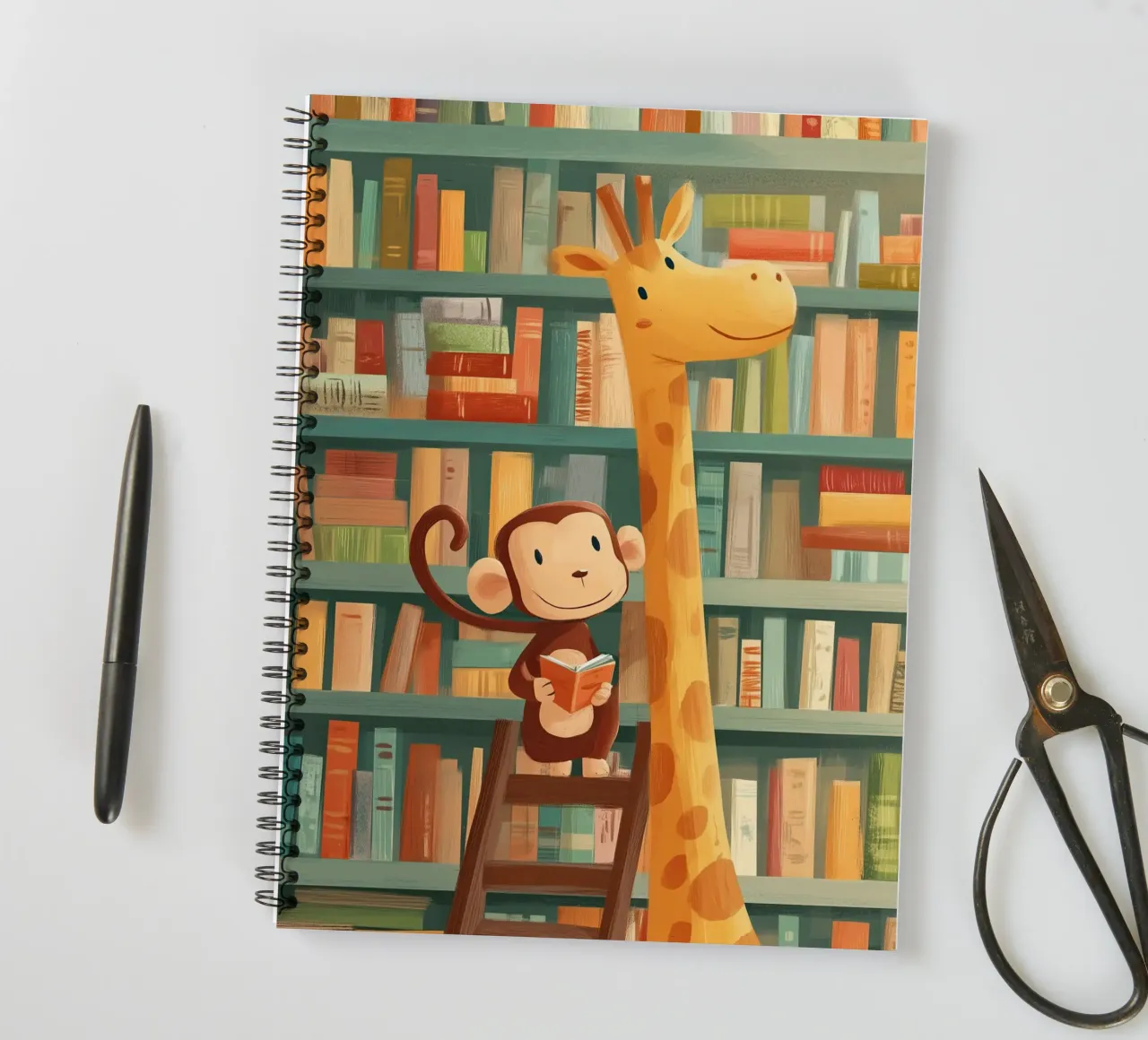 Monkey and Giraffe in the Library diario ad anelli da Kiara