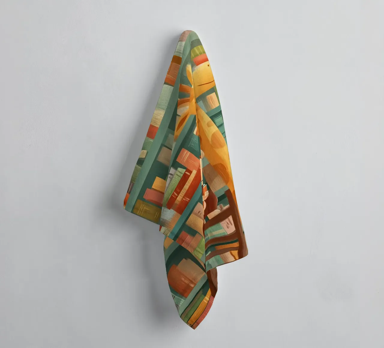 Monkey and Giraffe in the Library asciugamano da bagno da Kiara