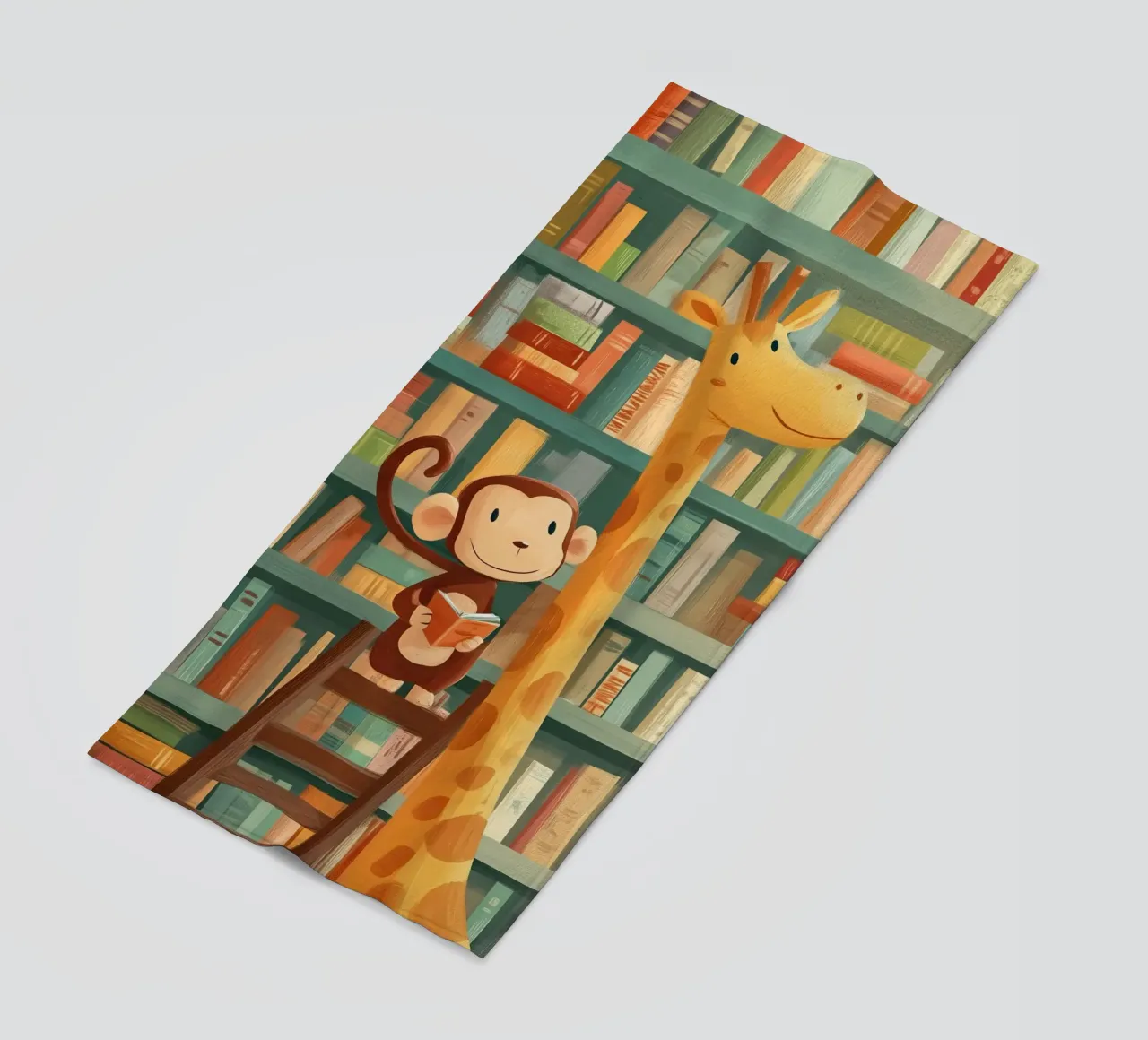 Monkey and Giraffe in the Library telo mare da Kiara