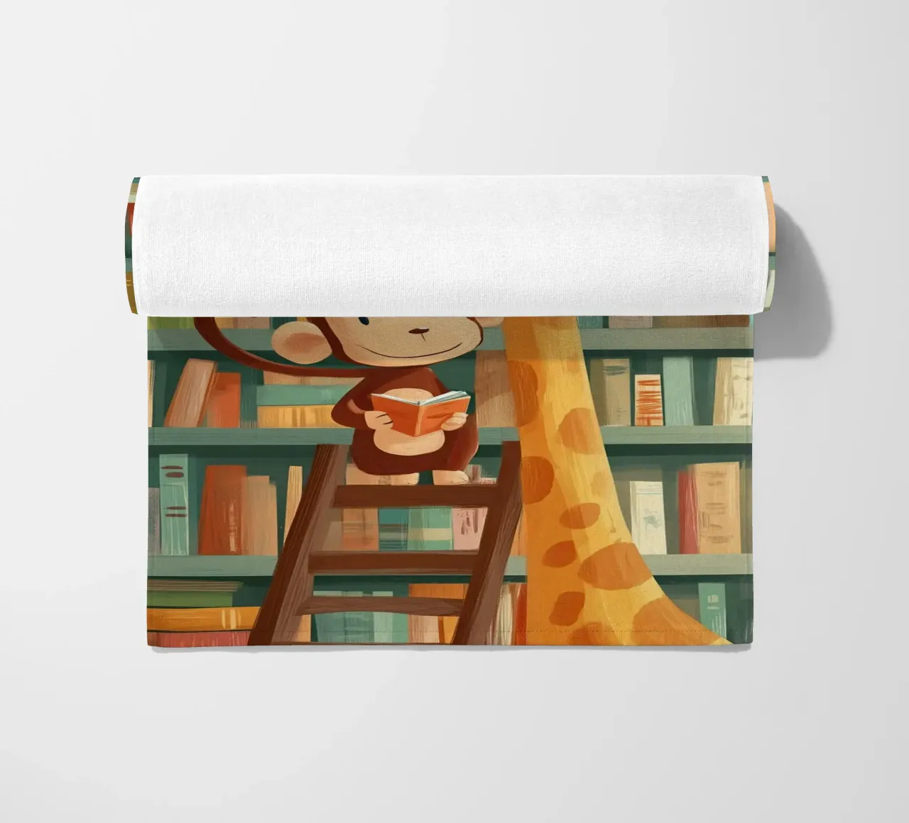 Monkey and Giraffe in the Library telo mare da Kiara