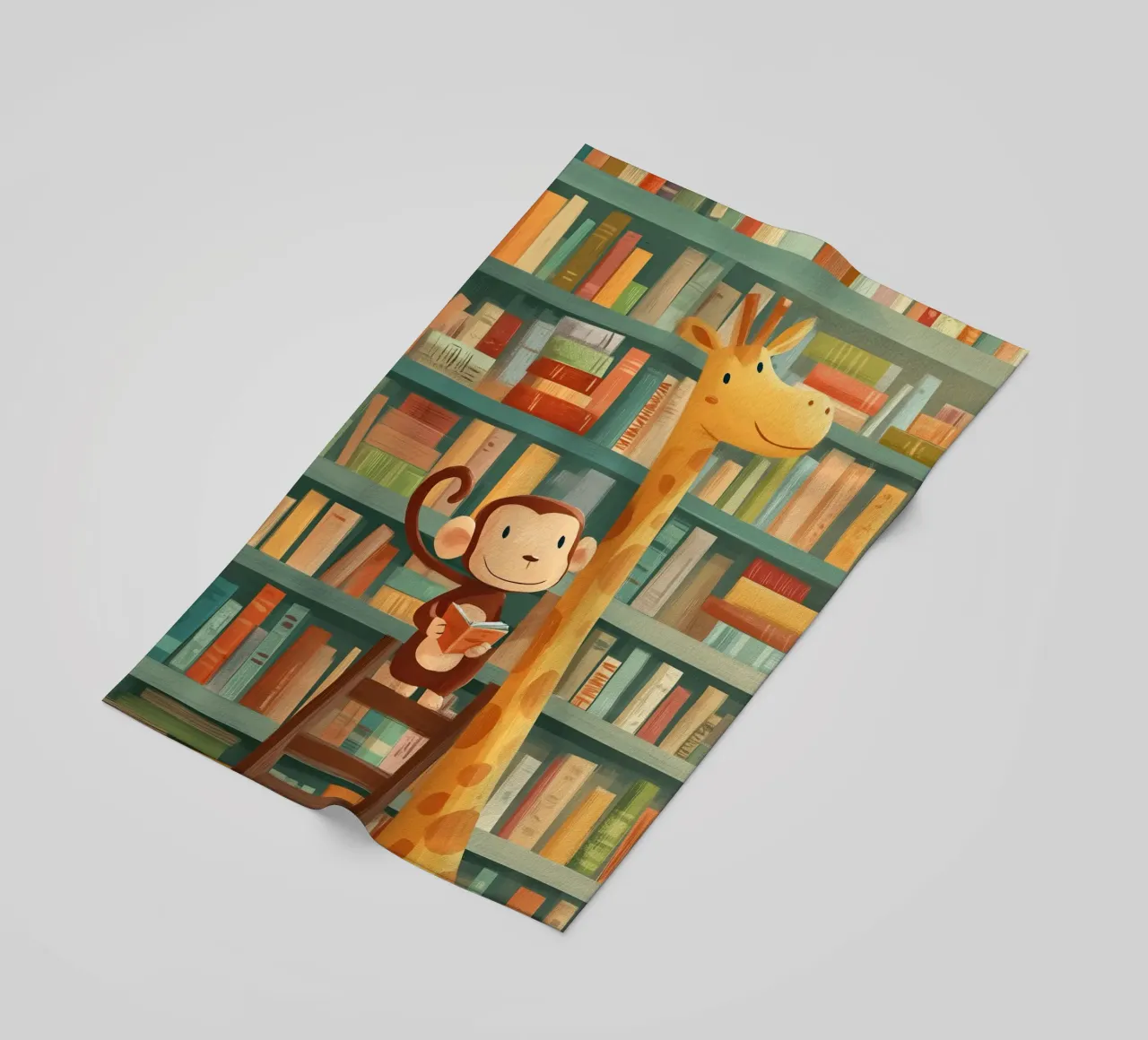 Monkey and Giraffe in the Library telo mare da Kiara