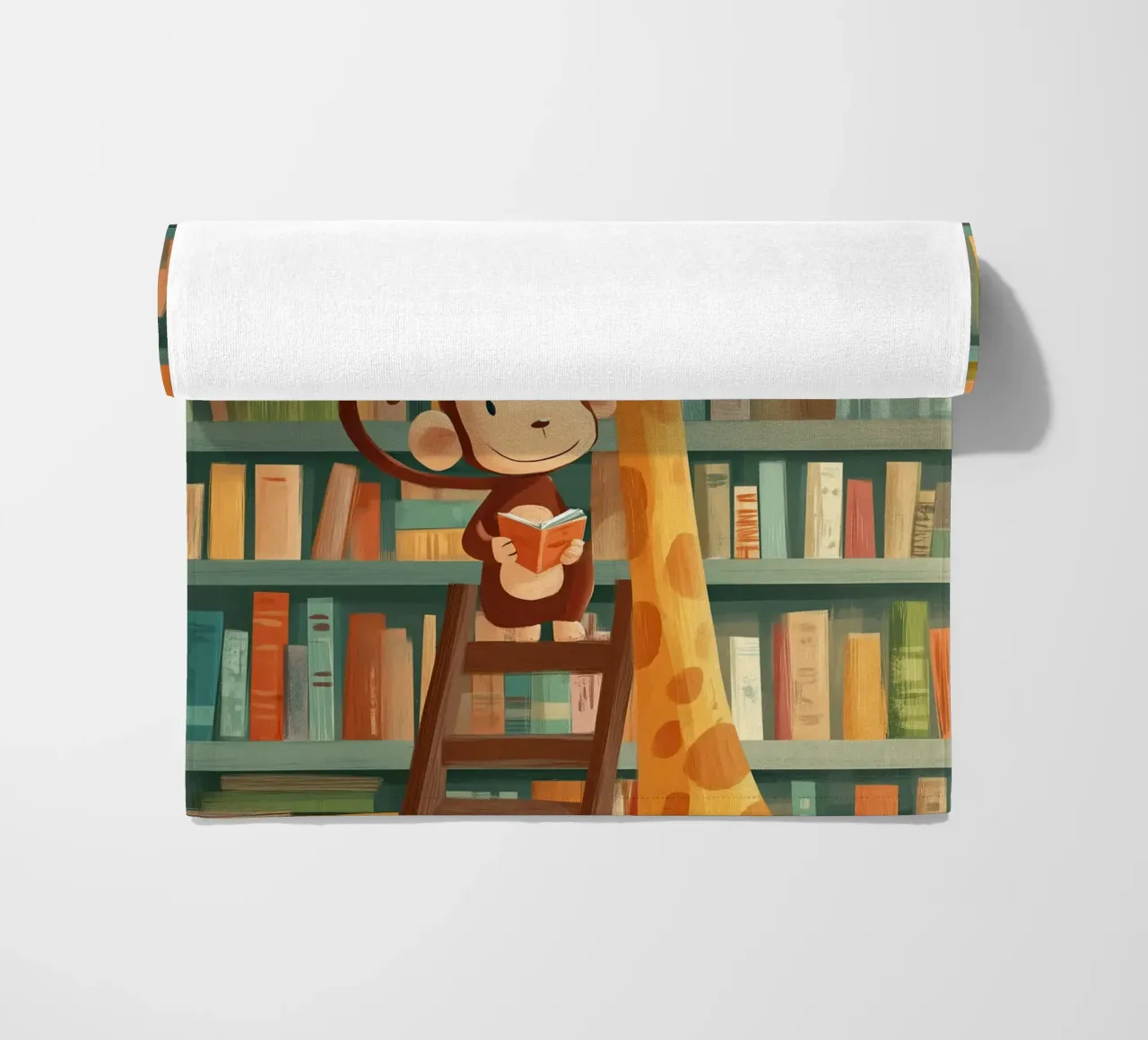 Monkey and Giraffe in the Library telo mare da Kiara