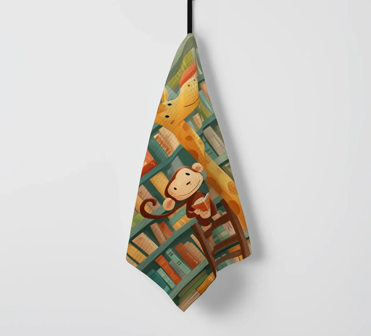 Monkey and Giraffe in the Library canovaccio da cucina da Kiara