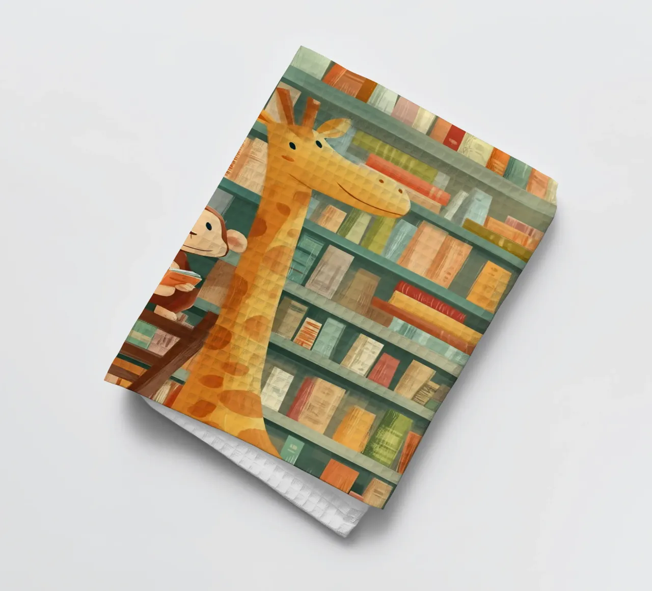 Monkey and Giraffe in the Library canovaccio da cucina da Kiara