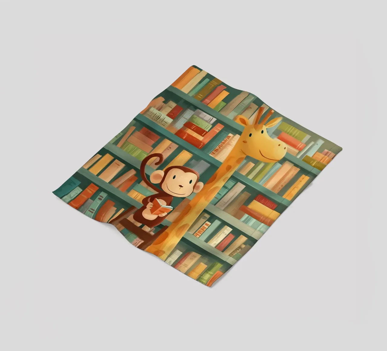 Monkey and Giraffe in the Library coperta in pile da Kiara