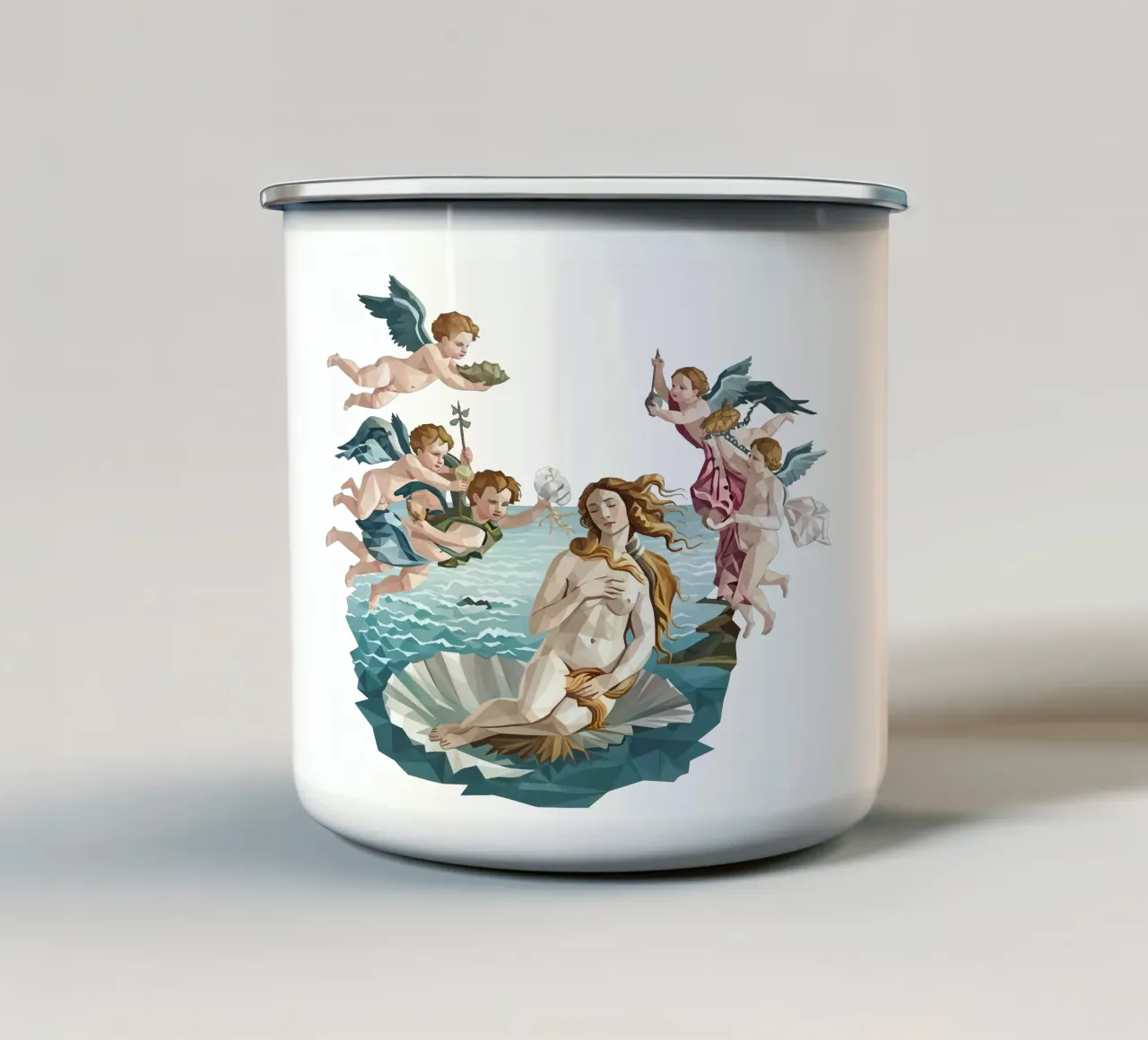 La nascita di Venere Lowpoly tazza in smalto da Low Profile