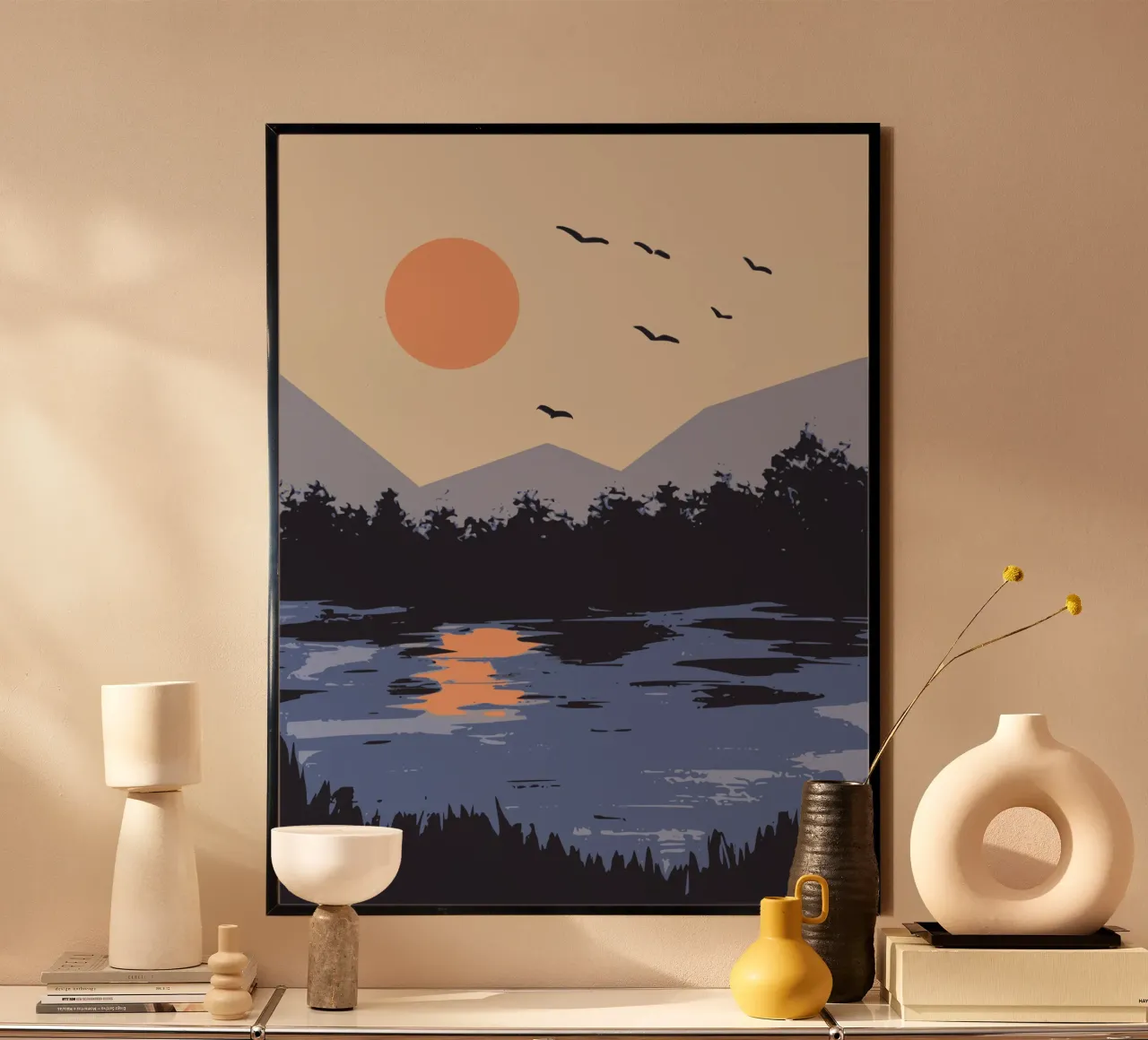 Fluss Sonnenuntergang Poster von Little Dean