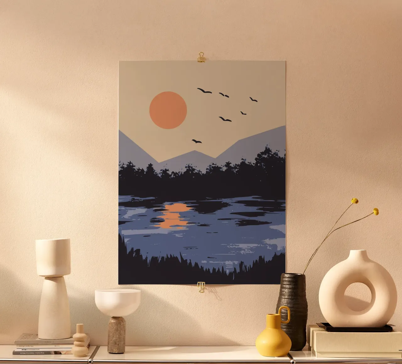 Sunset river poster by Little Dean