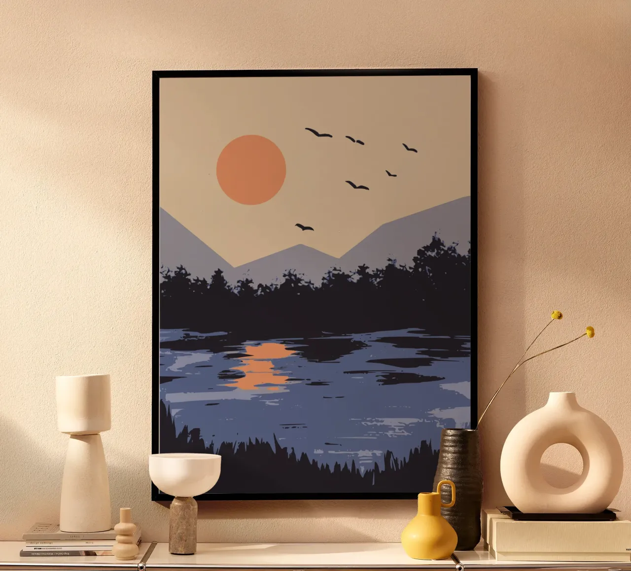 Sunset river poster by Little Dean