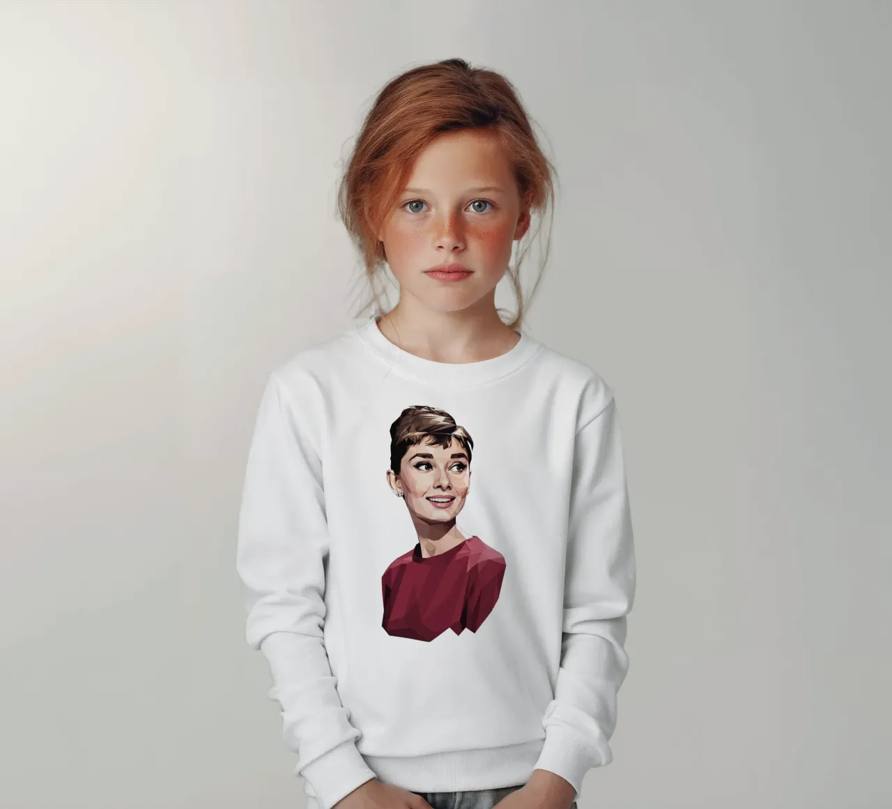 Audrey Hepburn Low poly felpa bambino da Low Profile