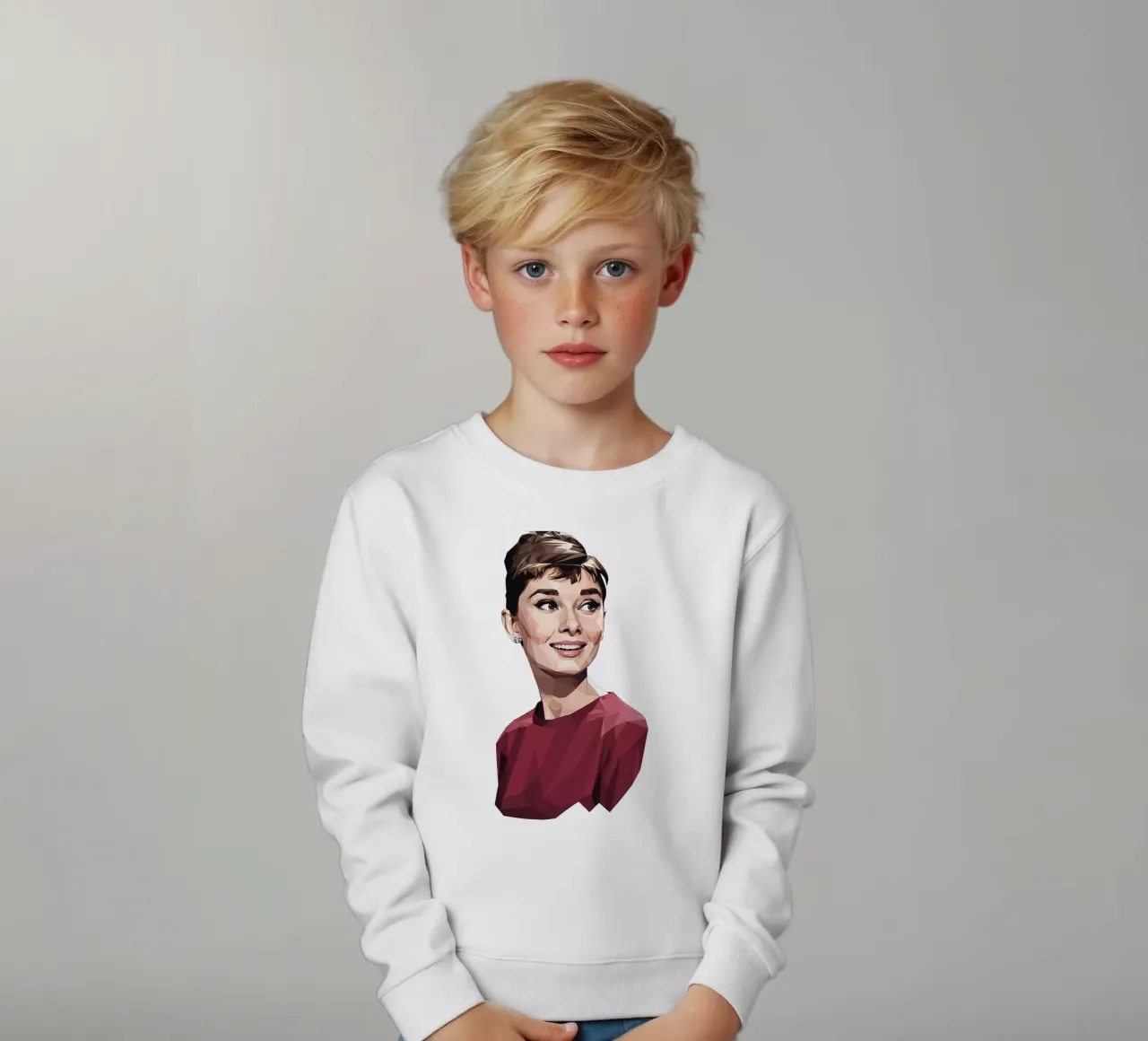 Audrey Hepburn Low poly felpa bambino da Low Profile