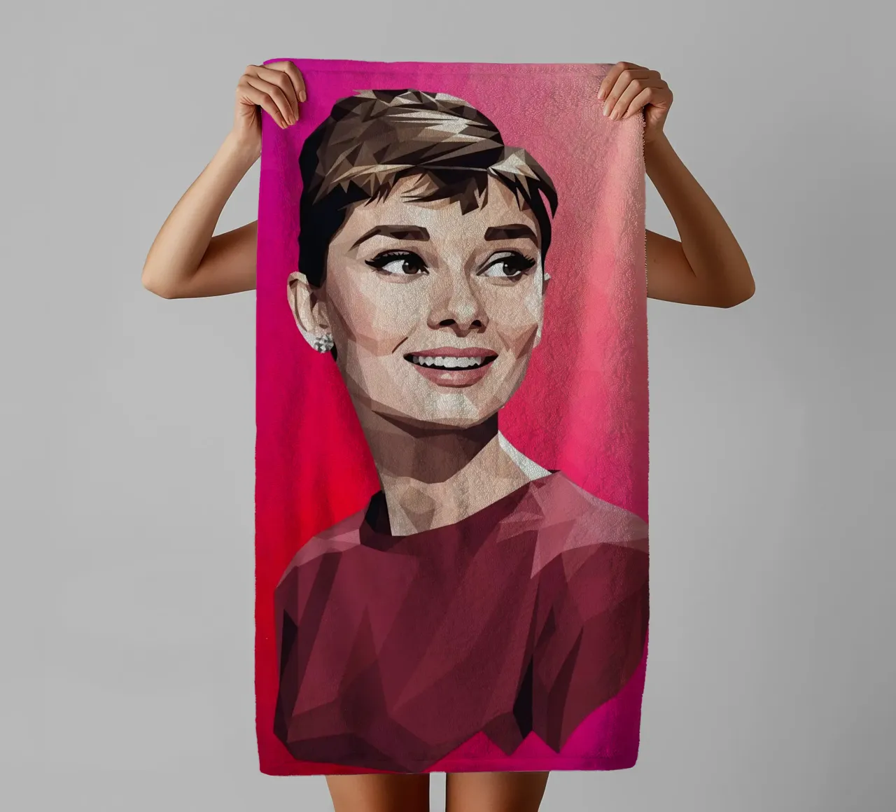 Audrey Hepburn Low poly asciugamano da bagno da Low Profile
